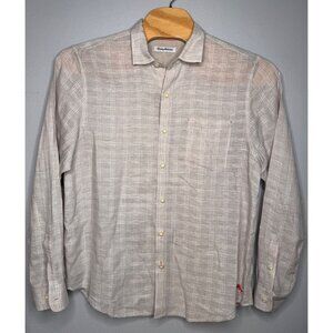 Tommy Bahama Mens Beige Ventana Plaid Long Sleeve Linen Shirt XL